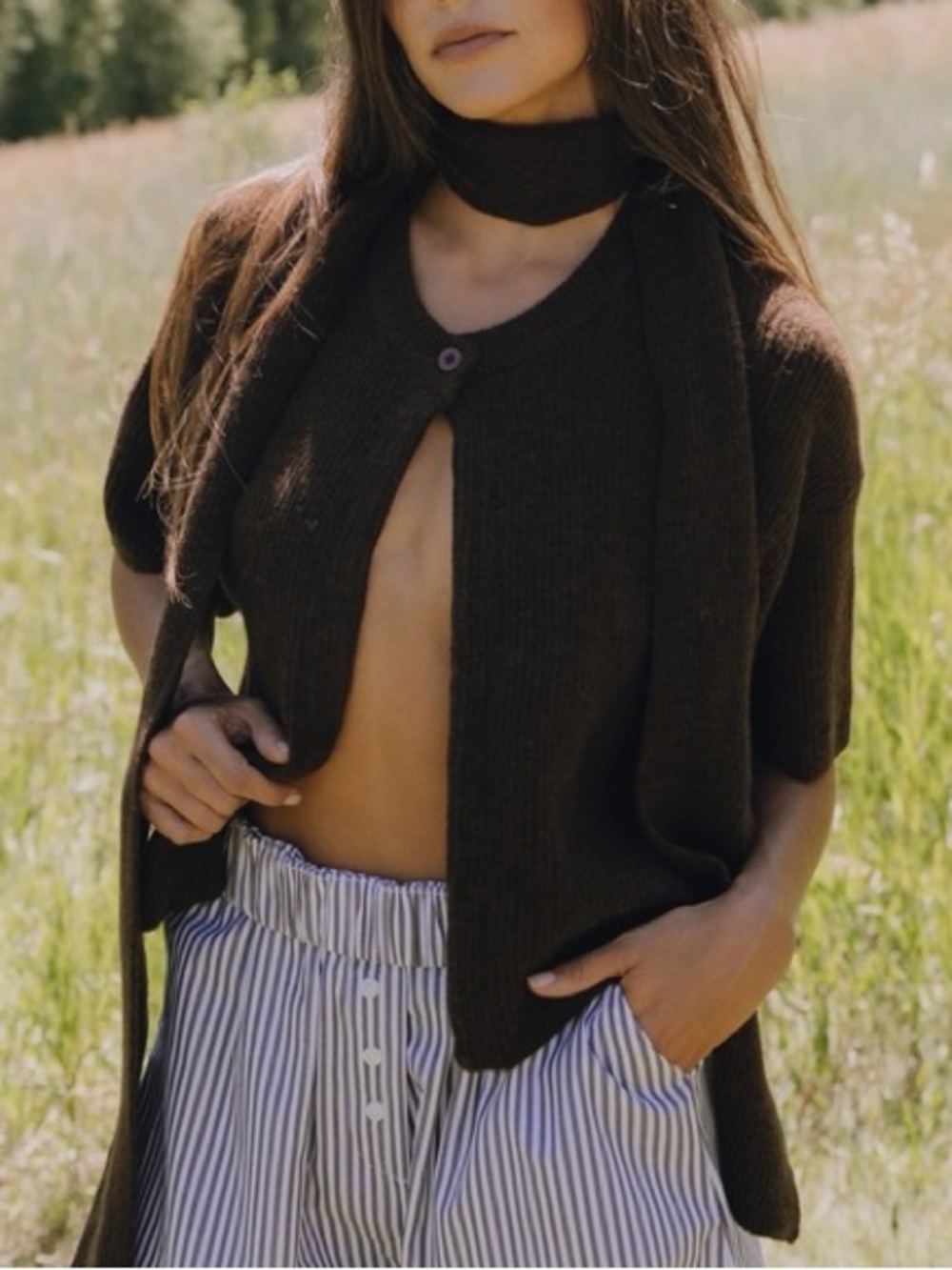 Daily Drills Single Button Sweater & Scarf Set